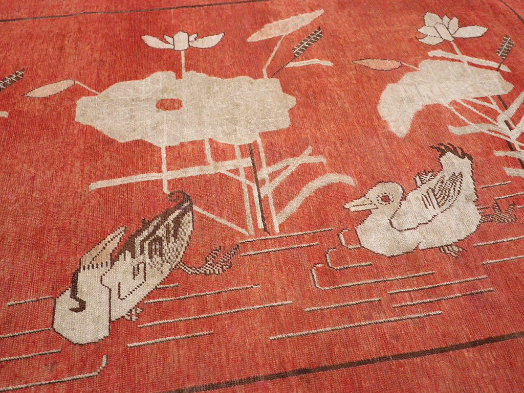 Antique East Turkestan Khotan Pictorial Accent Rug, No.31913 - Gss