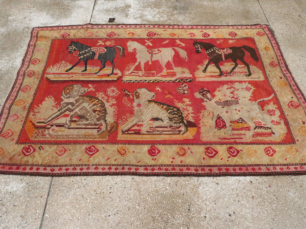 Antique Russian Karabagh Pictorial Rug, No.31914 - Gss