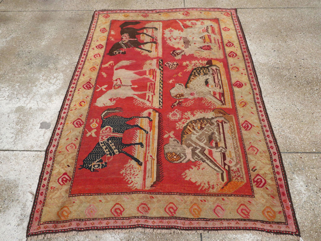 Antique Russian Karabagh Pictorial Rug, No.31914 - Gss