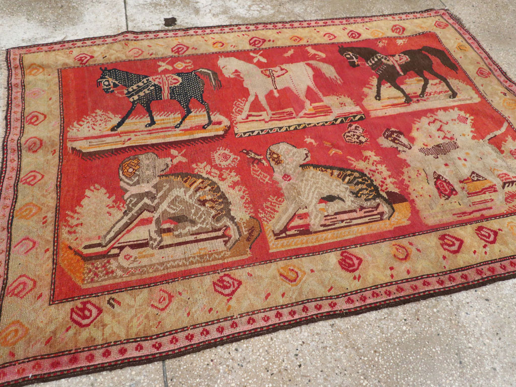 Antique Russian Karabagh Pictorial Rug, No.31914 - Gss