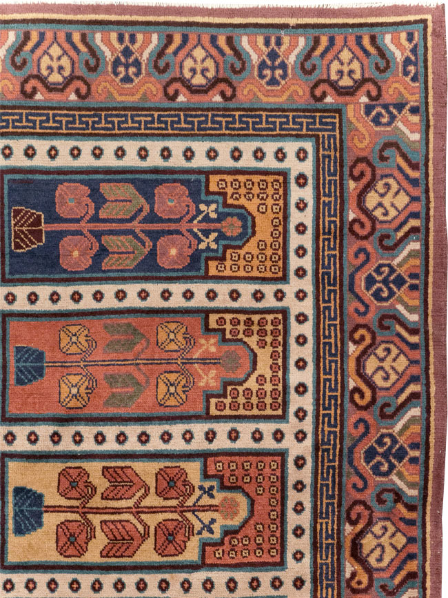Vintage East Turkestan Khotan Accent Carpet, No.31937 - Gss