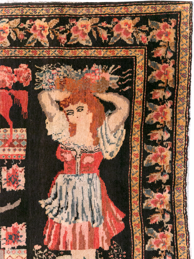 Vintage Pictorial Karabagh Rug, No.32009 - Gss