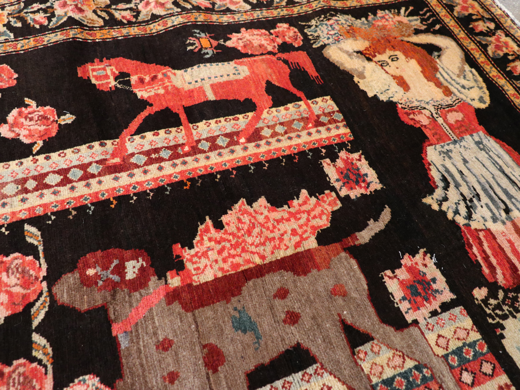 Vintage Pictorial Karabagh Rug, No.32009 - Gss