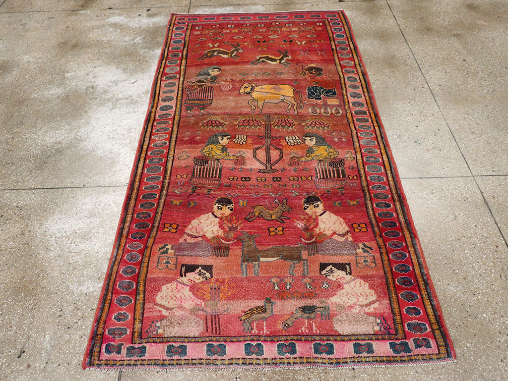 Vintage Persian Lori Pictorial Rug, No.32031 - Gss
