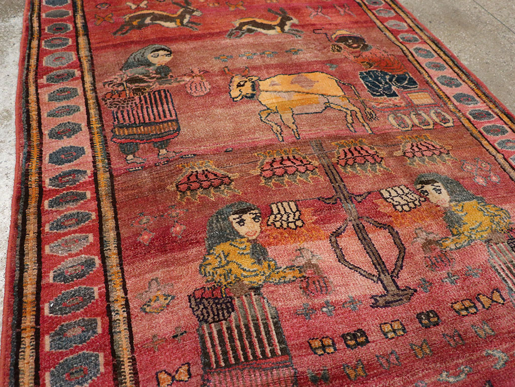 Vintage Persian Lori Pictorial Rug, No.32031 - Gss