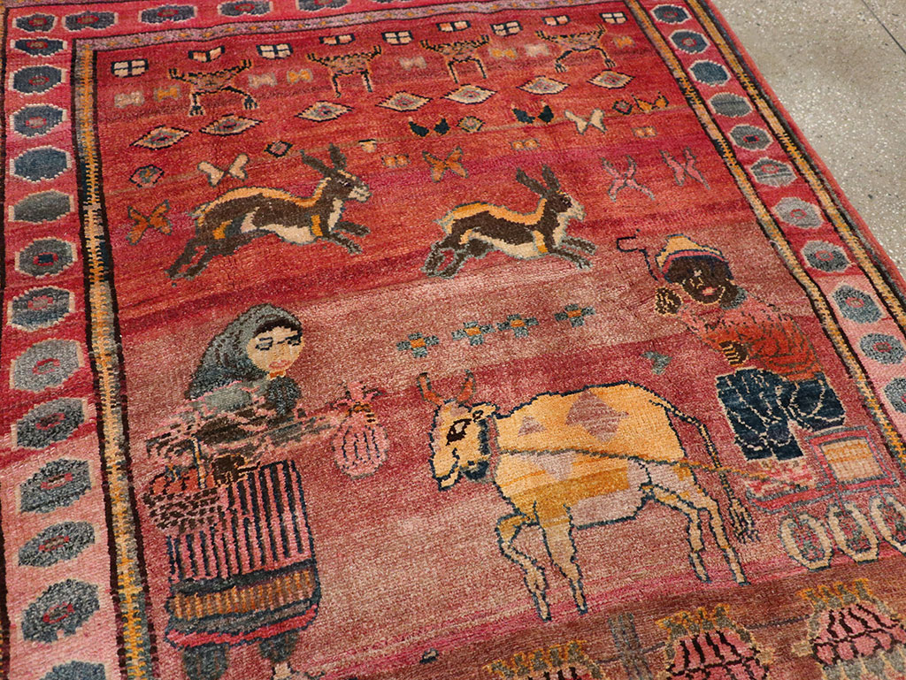 Vintage Persian Lori Pictorial Rug, No.32031 - Gss