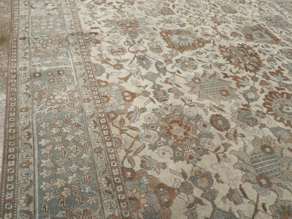 Antique Persian Tabriz Room Size Carpet, No.32032 - Gss