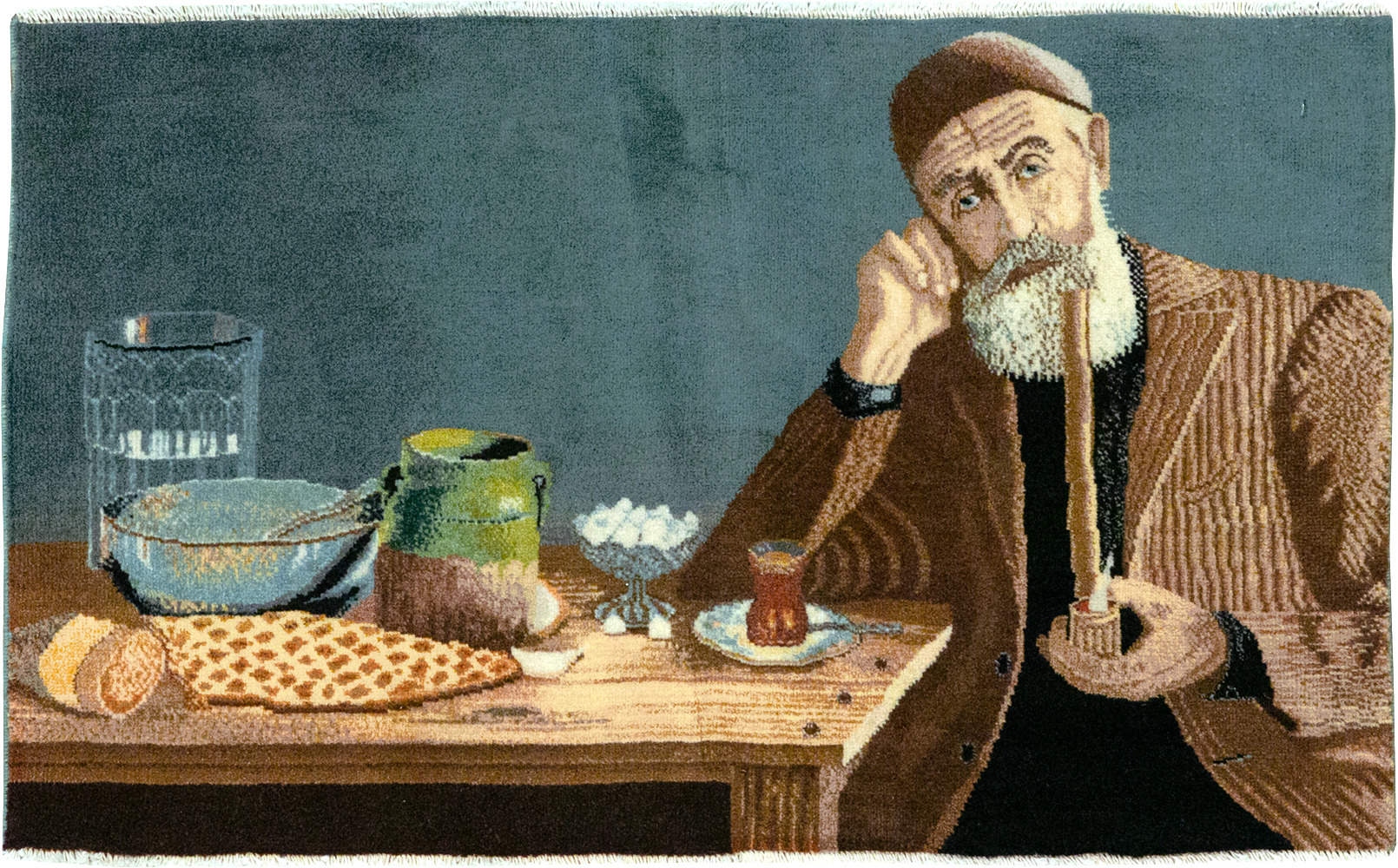 Vintage Persian Tabriz Pictorial Throw Rug, No.32035 - Gss