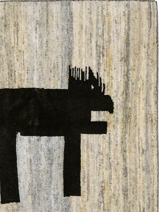 Modern Persian Gabbeh Pictorial Throw Rug (Pair: 1 of 2), No.32086 - Gss