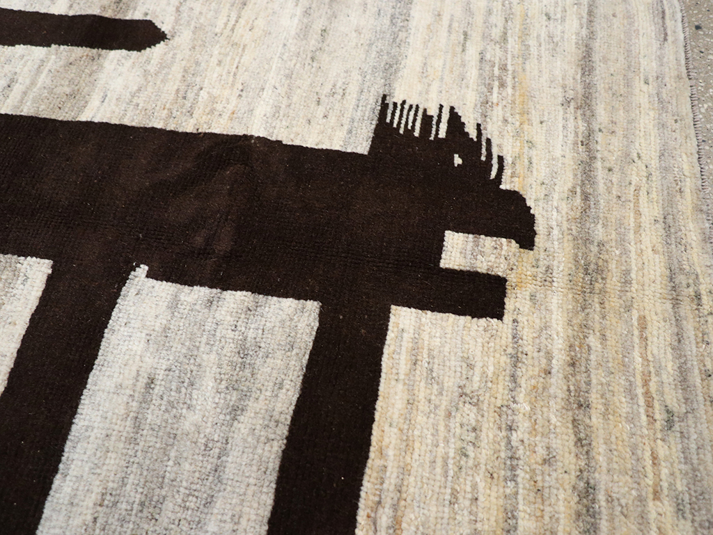 Modern Persian Gabbeh Pictorial Throw Rug (Pair: 1 of 2), No.32086 - Gss