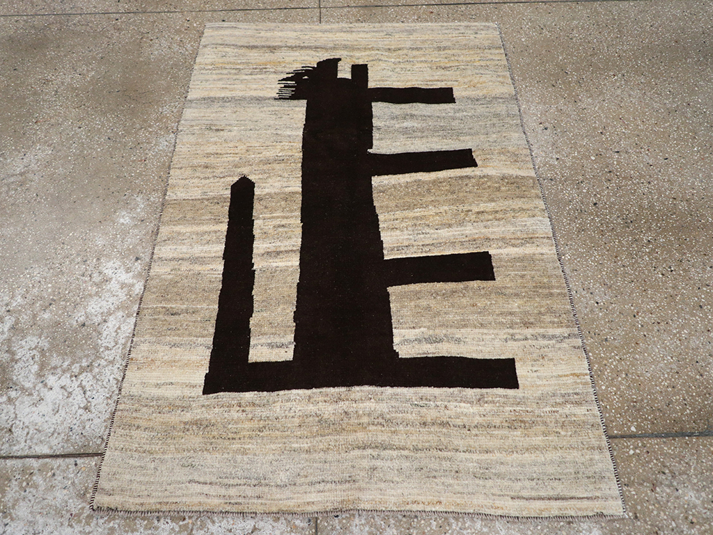 Modern Persian Gabbeh Pictorial Throw Rug (Pair: 1 of 2), No.32086 - Gss