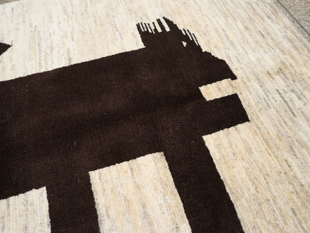 Modern Persian Gabbeh Pictorial Throw Rug (Pair: 2 of 2), No.32087 - Gss