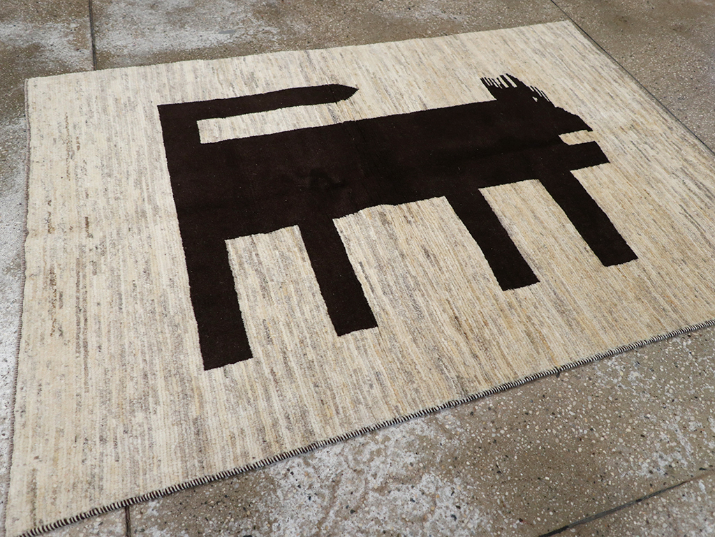 Modern Persian Gabbeh Pictorial Throw Rug (Pair: 2 of 2), No.32087 - Gss