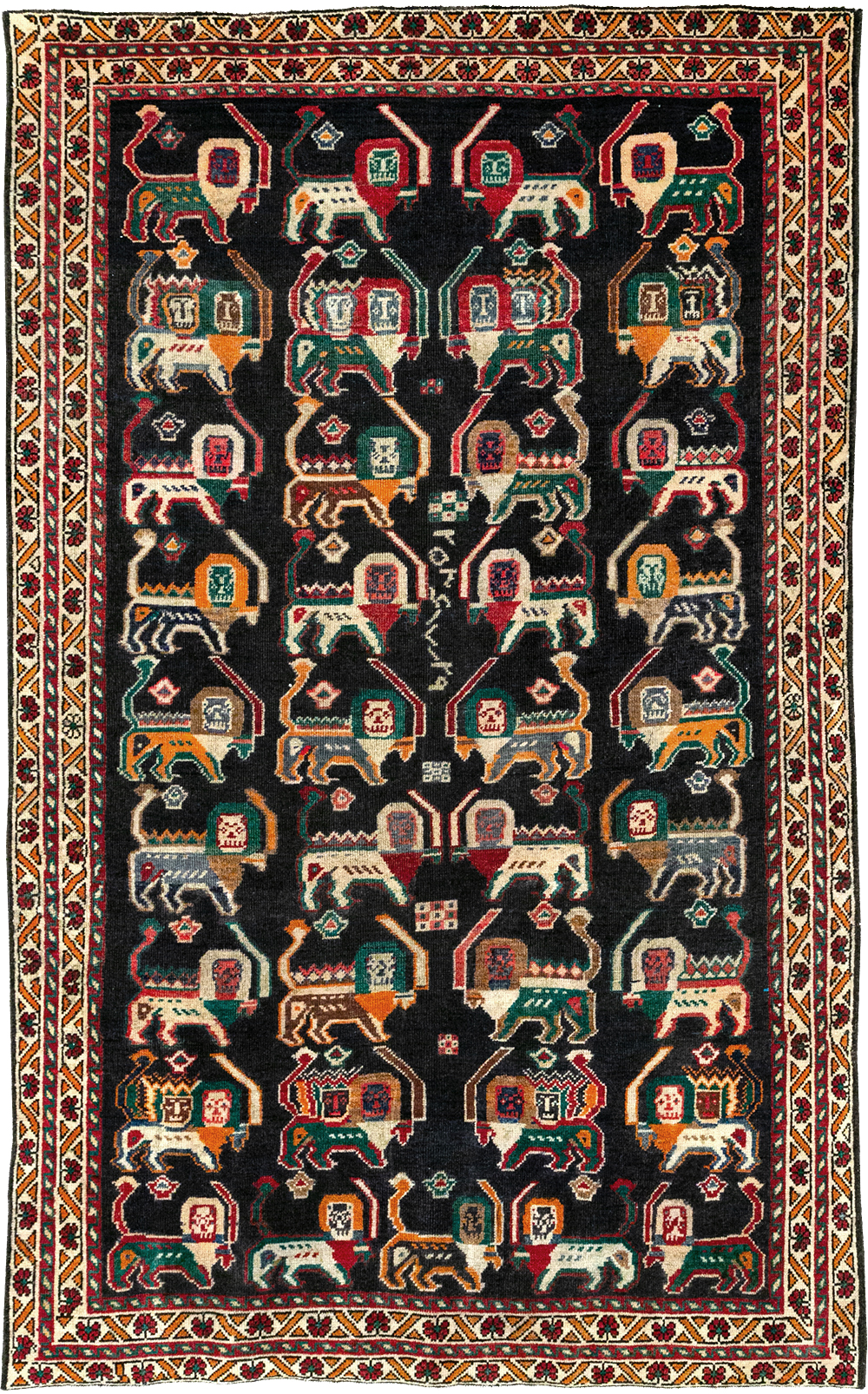 Vinatge Persian Shiraz Pictorial Accent Rug, No.32090 - Gss