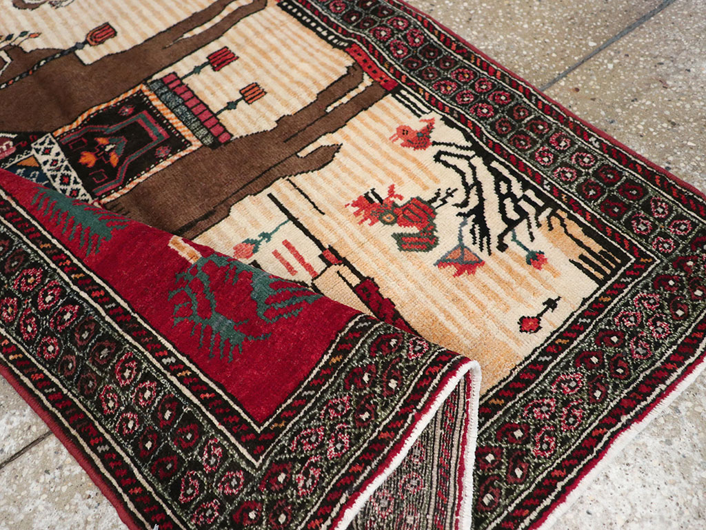 Vintage Persian Mashad Pictorial Rug, No.32098 - Gss