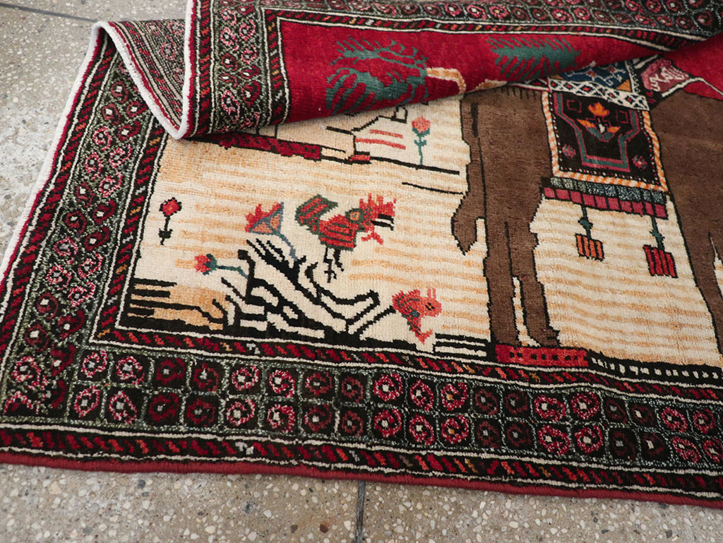 Vintage Persian Mashad Pictorial Rug, No.32098 - Gss