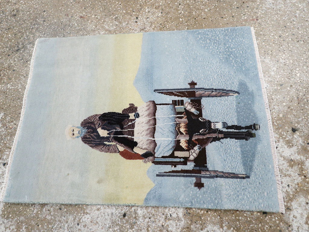 Modern Persian Tabriz Pictorial Throw Rug, No.32099 - Gss