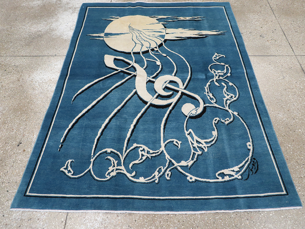 Vintage Persian Mashad Pictorial Rug, No.32101 - Gss