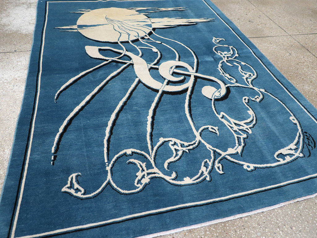 Vintage Persian Mashad Pictorial Rug, No.32101 - Gss