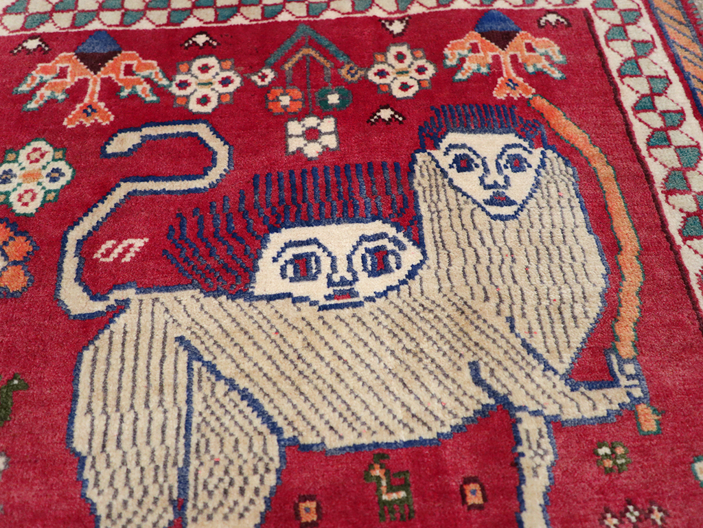 Vintage Persian Shiraz Pictorial Throw Rug, No.32107 - Gss