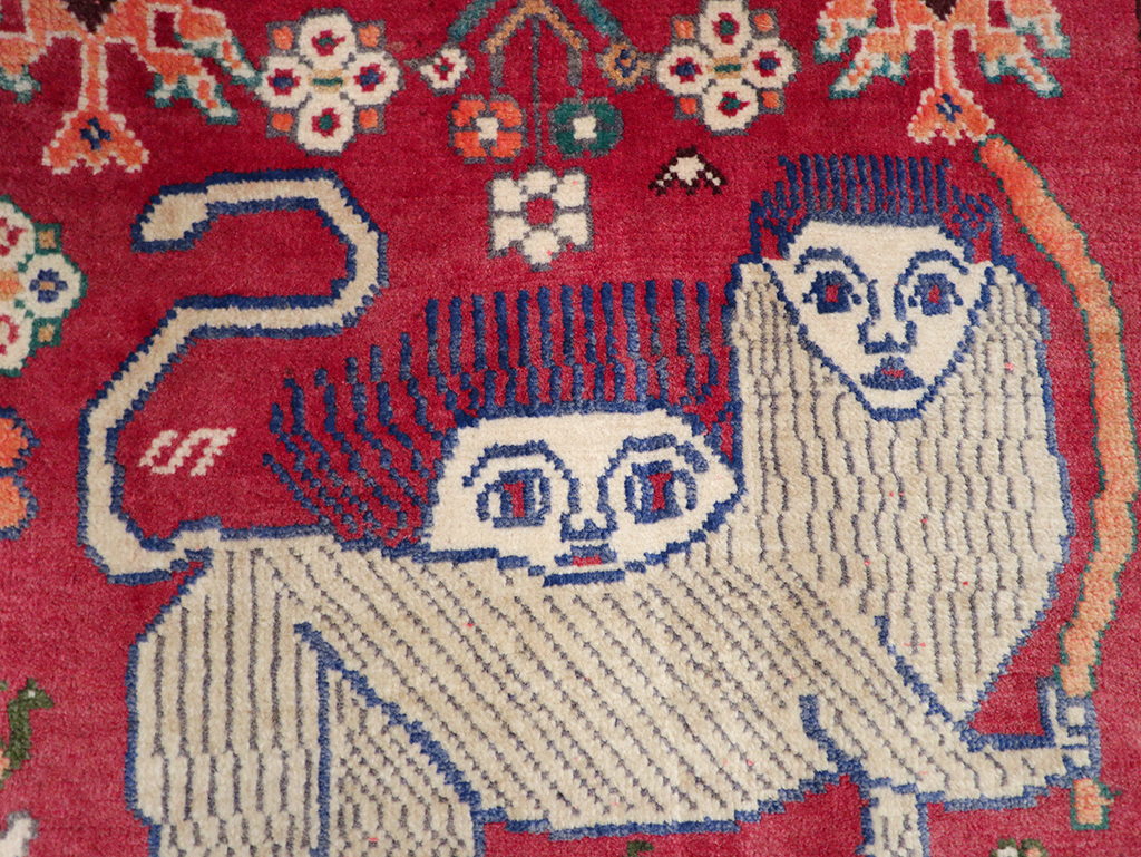 Vintage Persian Shiraz Pictorial Throw Rug, No.32107 - Gss