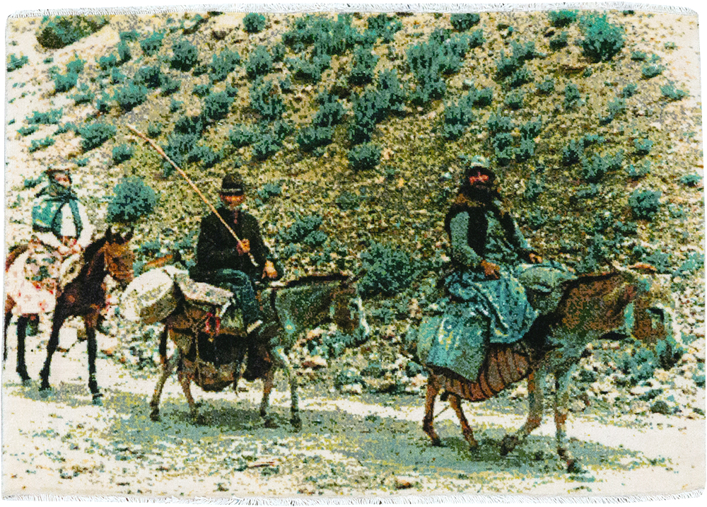 Modern Persian Tabriz Pictorial Throw Rug, No.32119 - Gss