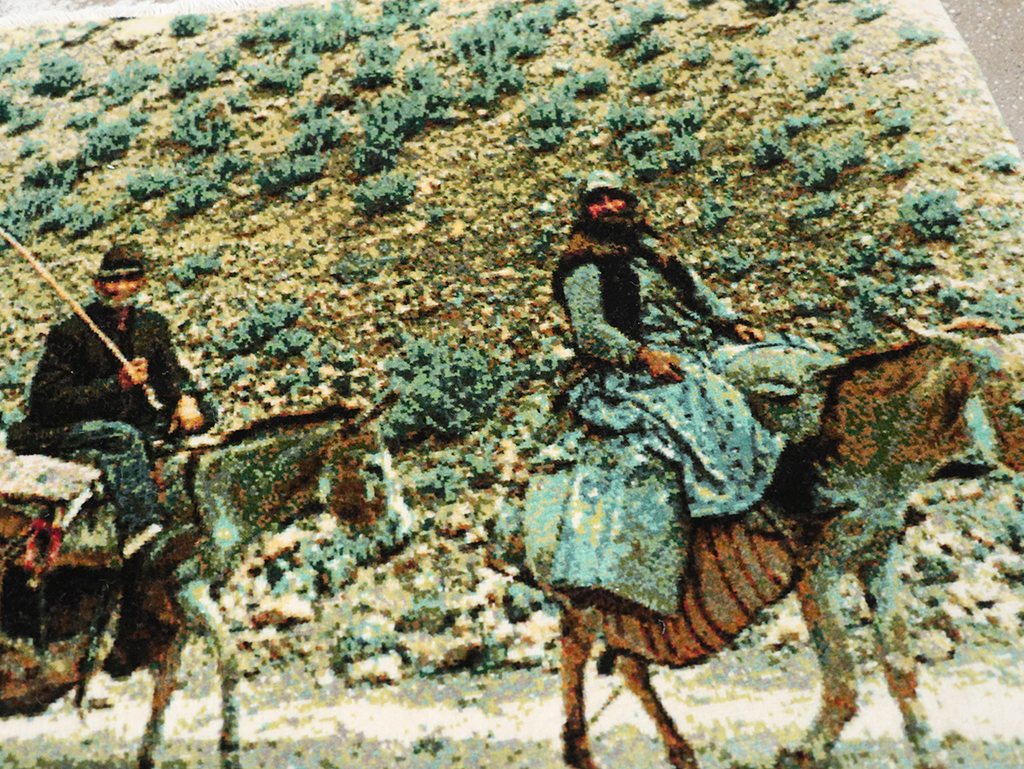 Modern Persian Tabriz Pictorial Throw Rug, No.32119 - Gss