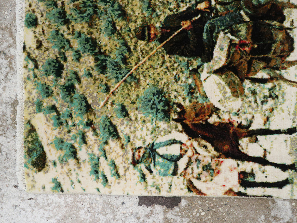 Modern Persian Tabriz Pictorial Throw Rug, No.32119 - Gss