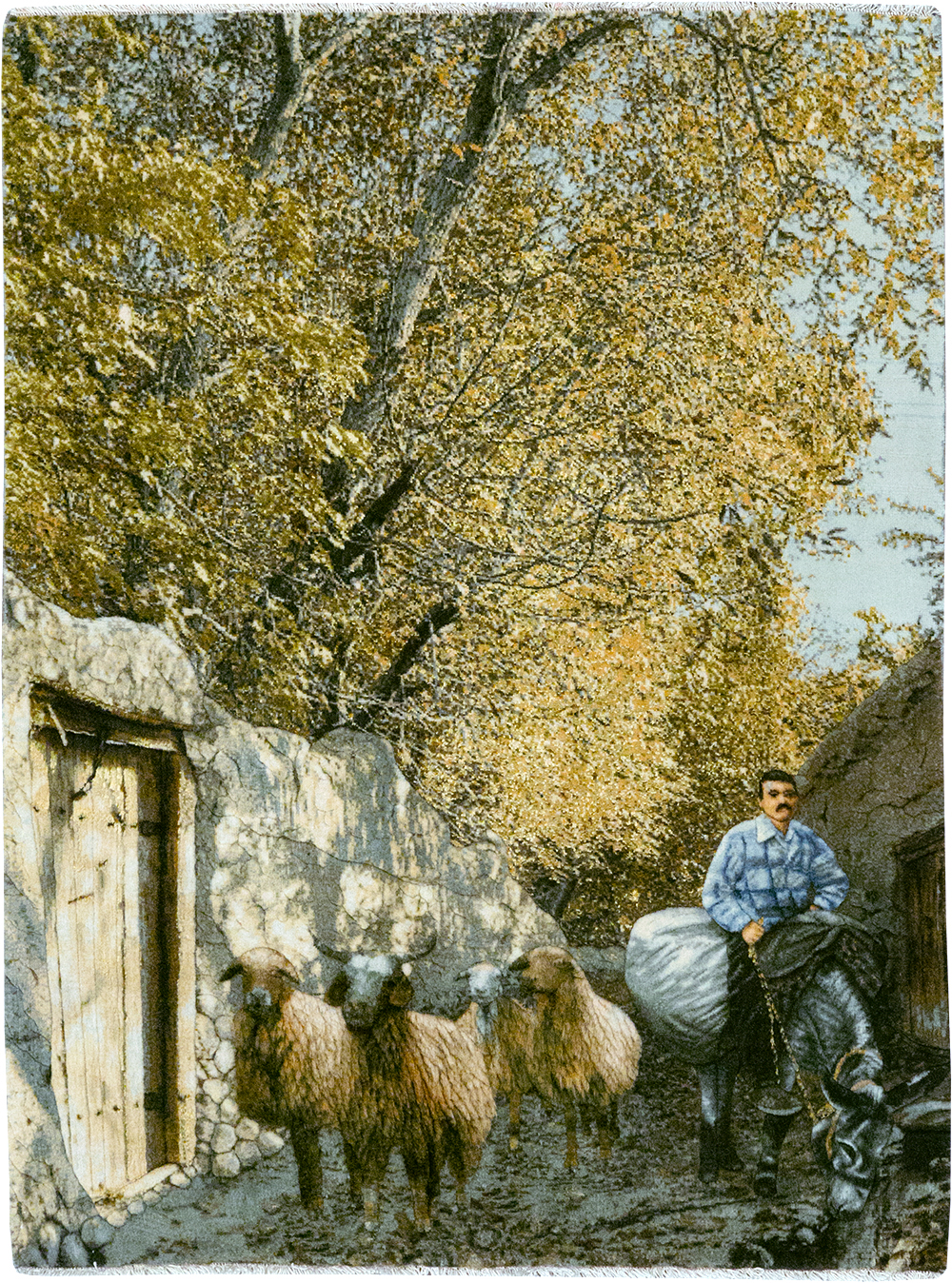 Modern Persian Tabriz Pictorial Throw Rug, No.32120 - Gss