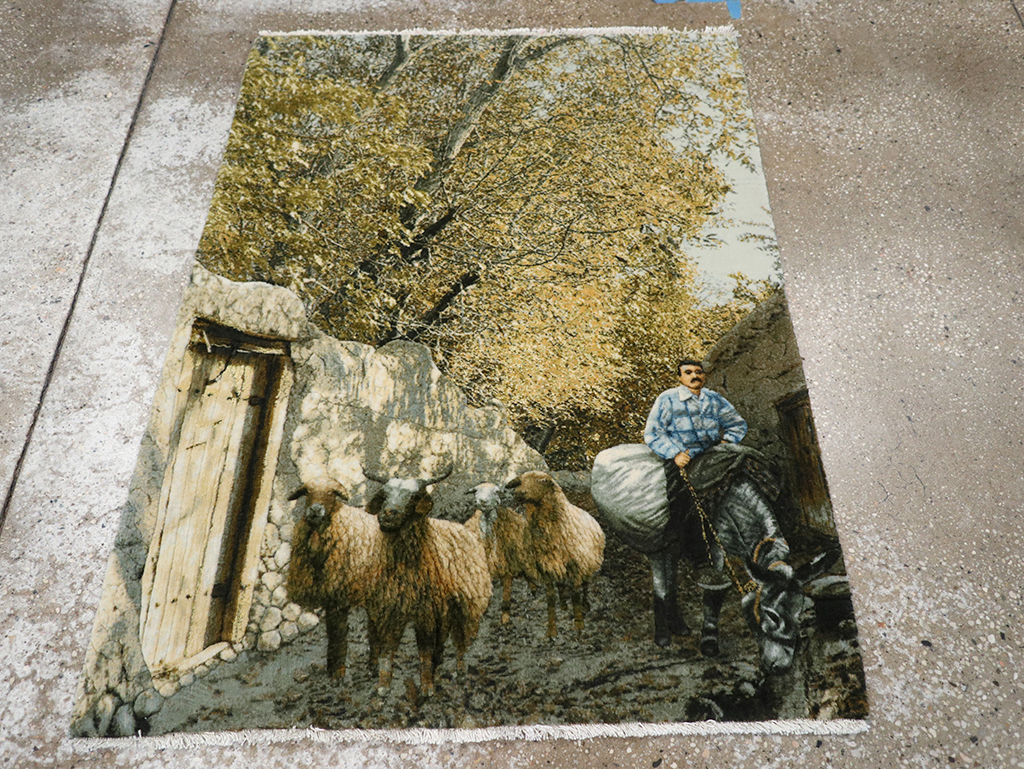 Modern Persian Tabriz Pictorial Throw Rug, No.32120 - Gss