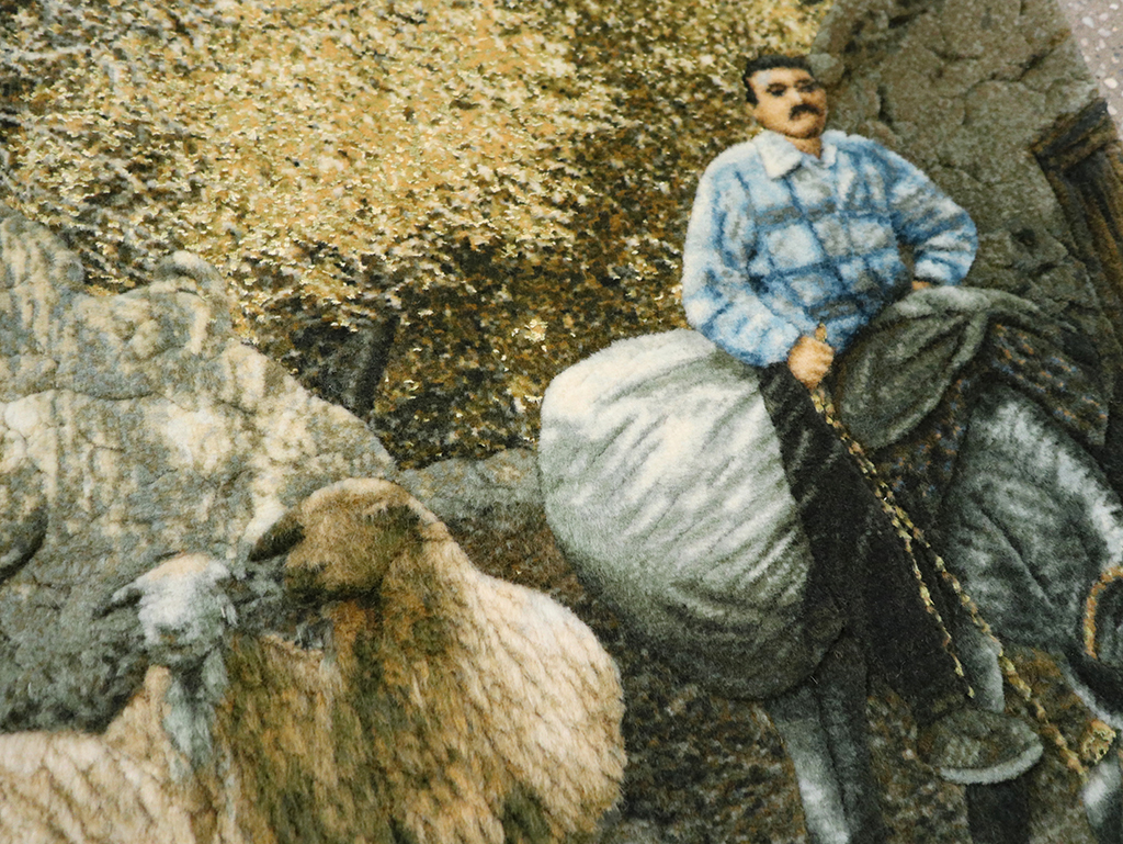 Modern Persian Tabriz Pictorial Throw Rug, No.32120 - Gss