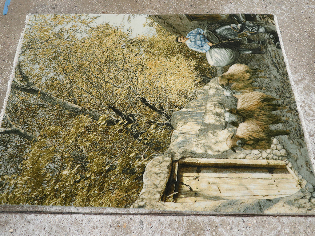 Modern Persian Tabriz Pictorial Throw Rug, No.32120 - Gss