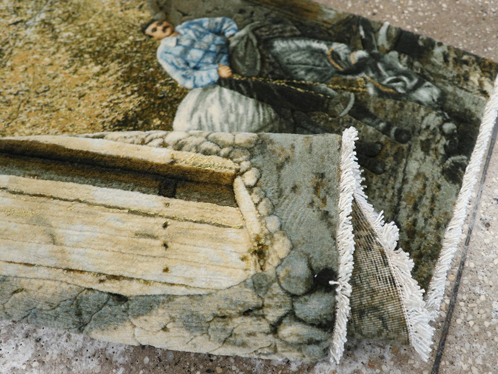 Modern Persian Tabriz Pictorial Throw Rug, No.32120 - Gss