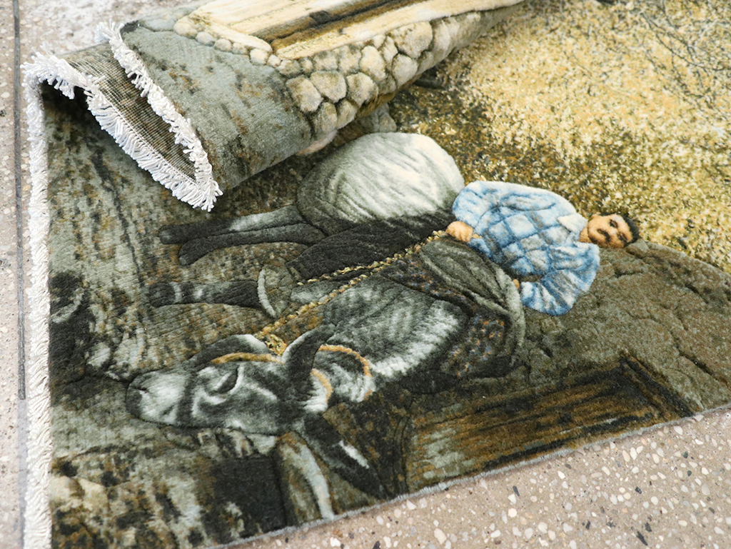 Modern Persian Tabriz Pictorial Throw Rug, No.32120 - Gss