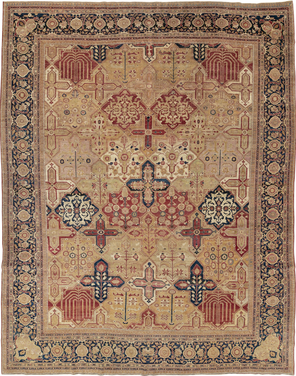 Antique Persian Lavar Kerman Room Size Carpet, No.32142 - Gss