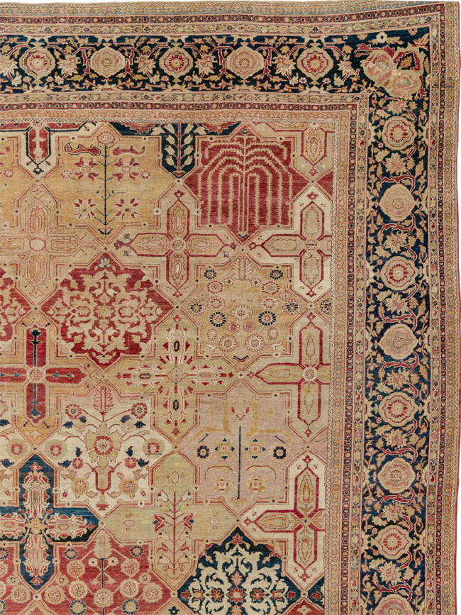 Antique Persian Lavar Kerman Room Size Carpet, No.32142 - Gss