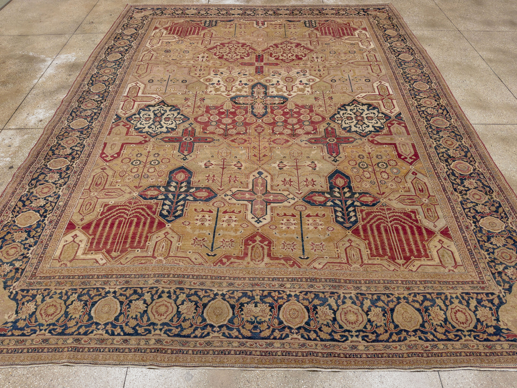 Antique Persian Lavar Kerman Room Size Carpet, No.32142 - Gss