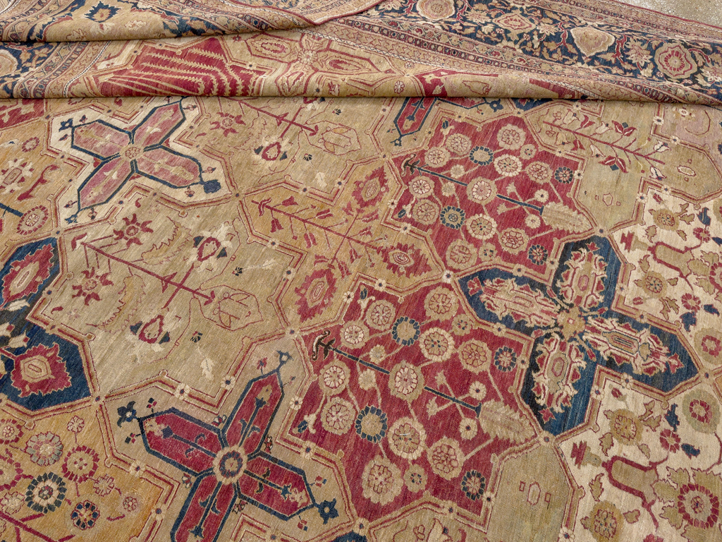 Antique Persian Lavar Kerman Room Size Carpet, No.32142 - Gss