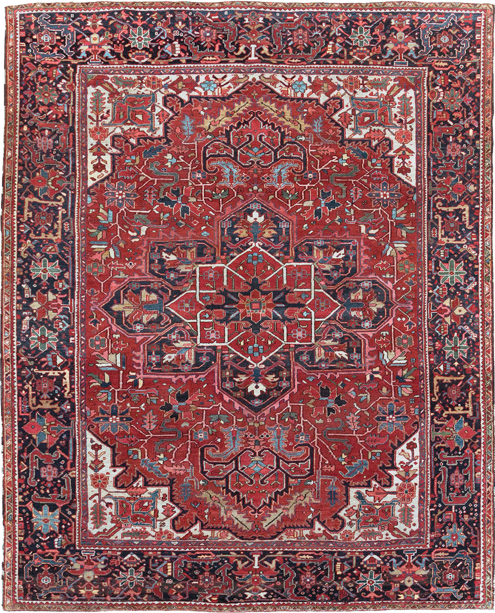 Vintage Persian Heriz Room Size Carpet, No.32143 - Gss