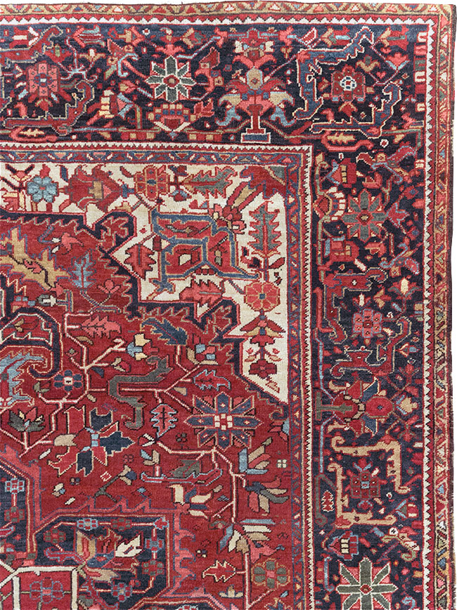 Vintage Persian Heriz Room Size Carpet, No.32143 - Gss