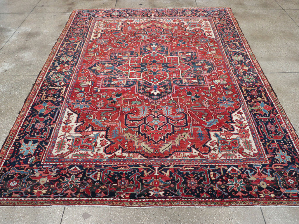 Vintage Persian Heriz Room Size Carpet, No.32143 - Gss