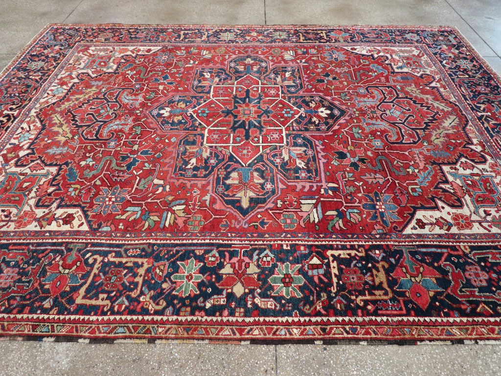 Vintage Persian Heriz Room Size Carpet, No.32143 - Gss