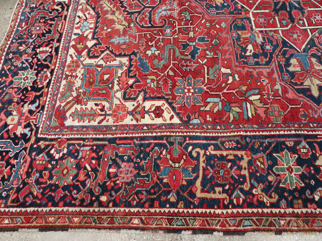 Vintage Persian Heriz Room Size Carpet, No.32143 - Gss