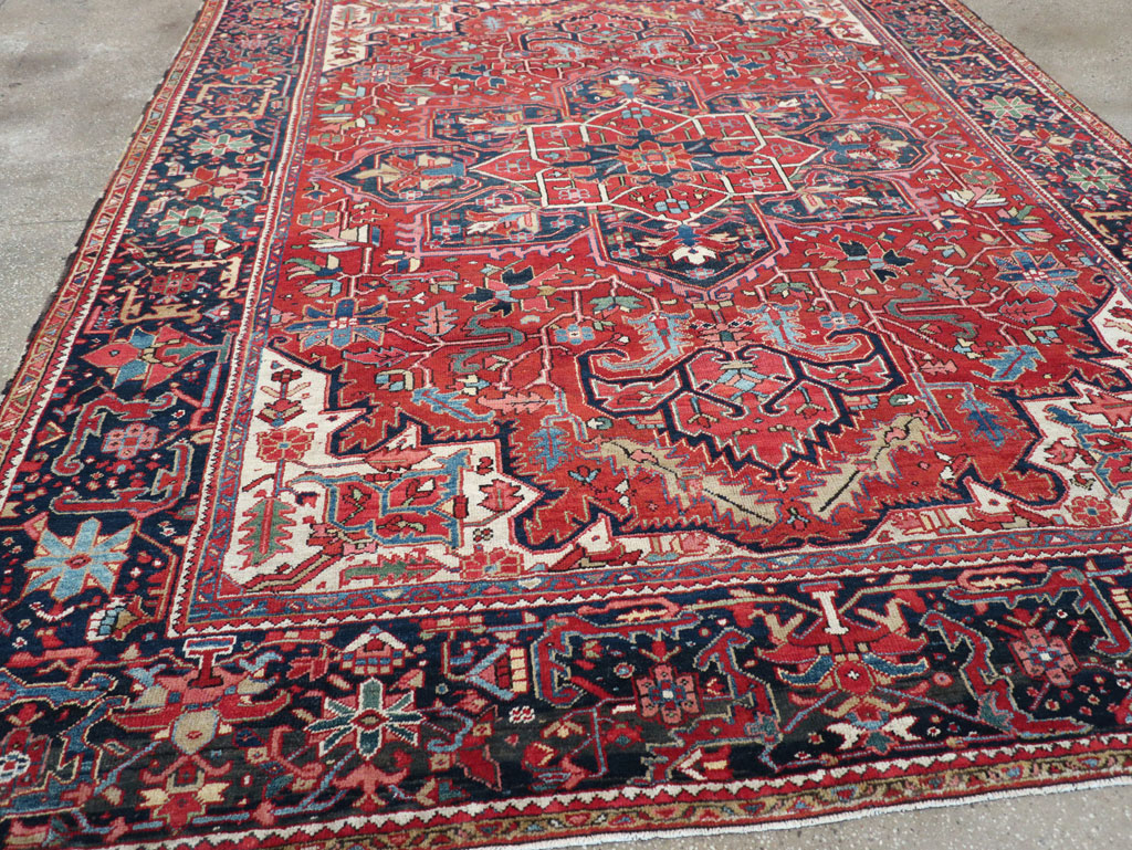 Vintage Persian Heriz Room Size Carpet, No.32143 - Gss