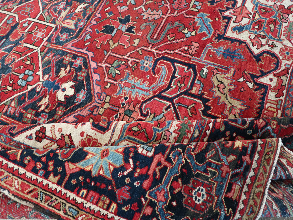 Vintage Persian Heriz Room Size Carpet, No.32143 - Gss