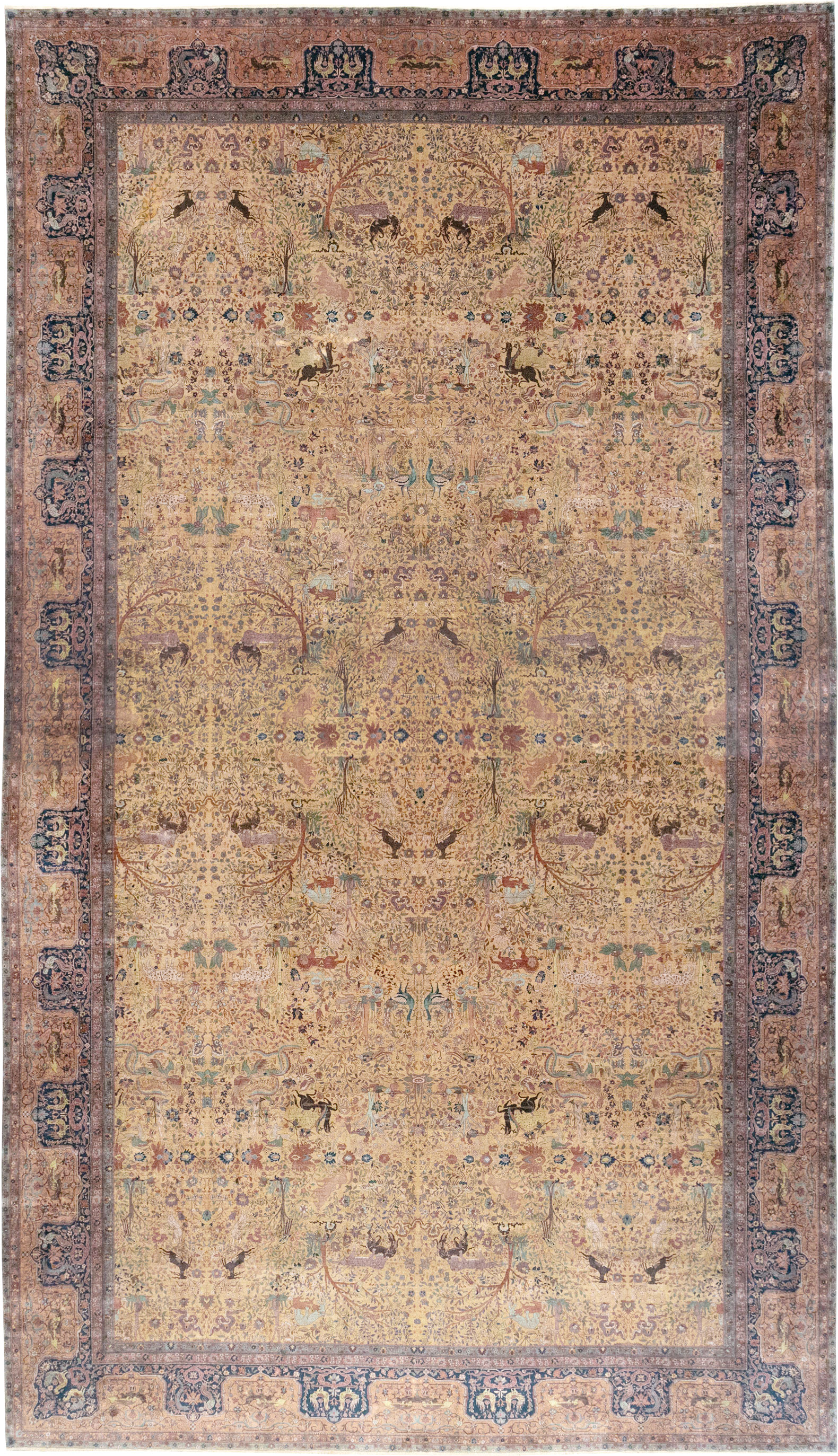 Antique Indian Lahore Pictorial Oversize Carpet, No.32148 - Gss