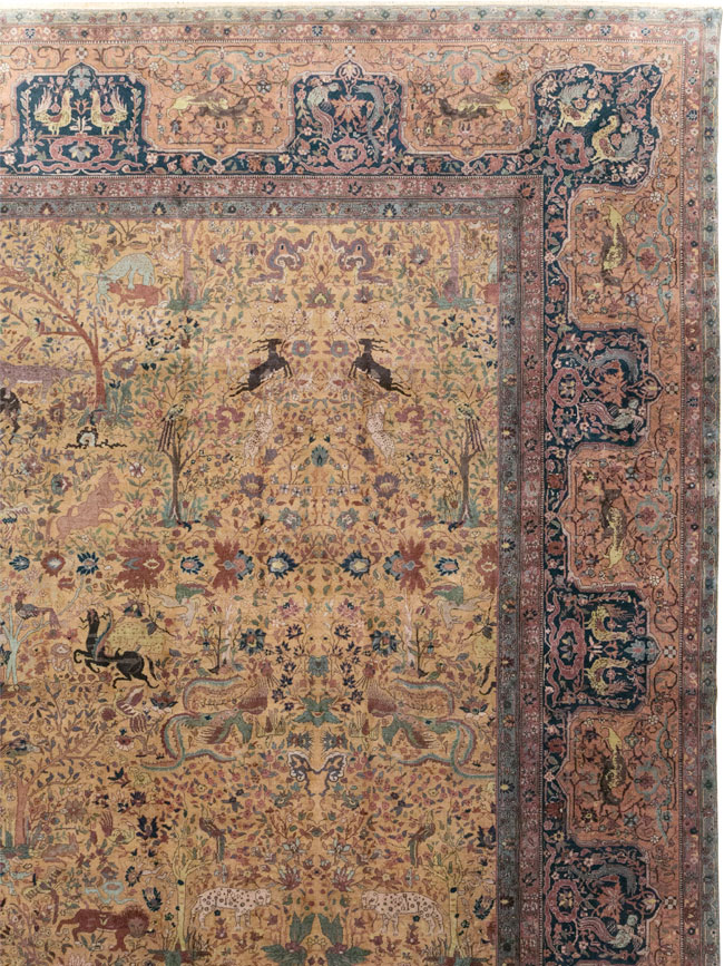 Antique Indian Lahore Pictorial Oversize Carpet, No.32148 - Gss