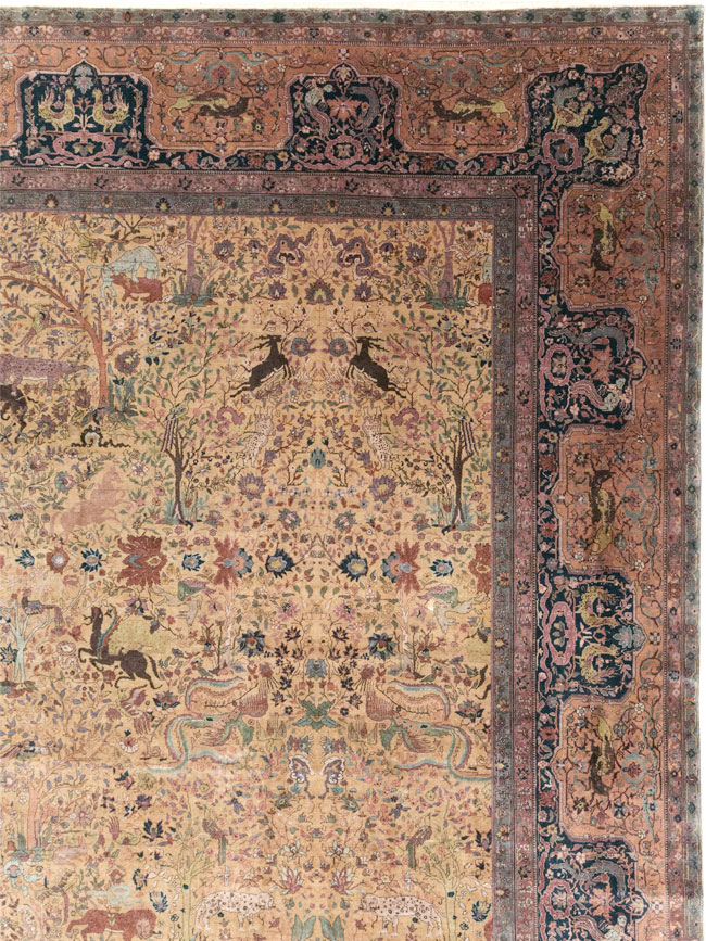 Antique Indian Lahore Pictorial Oversize Carpet, No.32148 - Gss