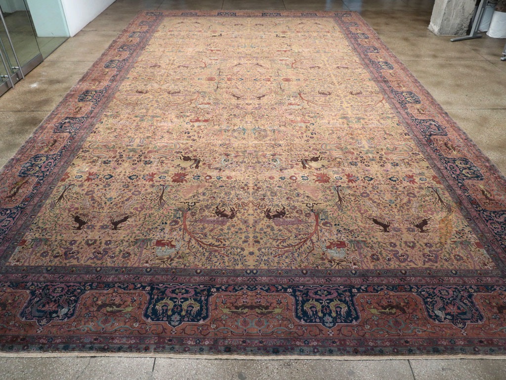 Antique Indian Lahore Pictorial Oversize Carpet, No.32148 - Gss