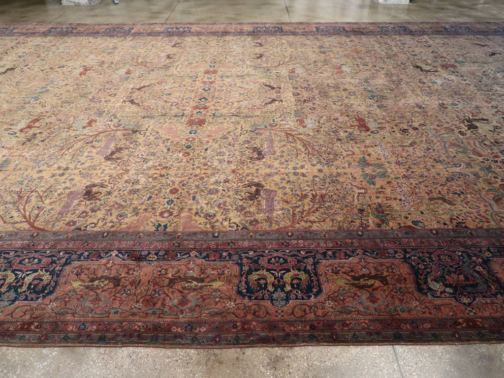 Antique Indian Lahore Pictorial Oversize Carpet, No.32148 - Gss
